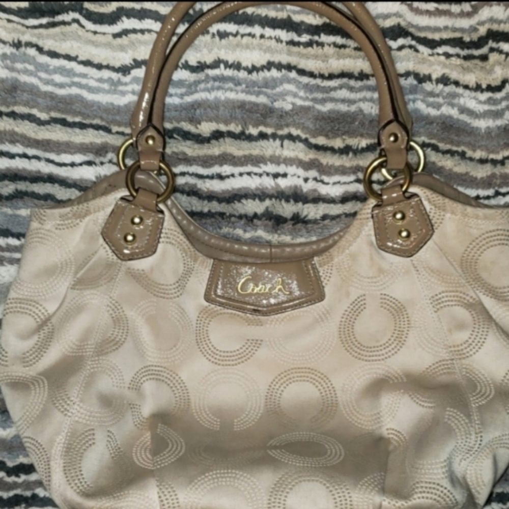 Large cream Coach opart handbag